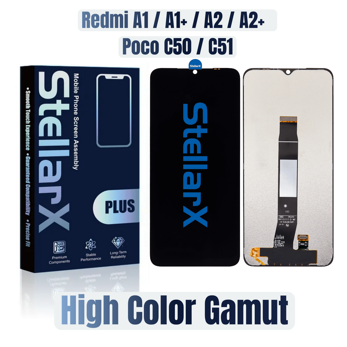 StellarX Plus Display High Color Gamut For Redmi A1 / A1+ / A2 / A2+ / Poco C50 / C51